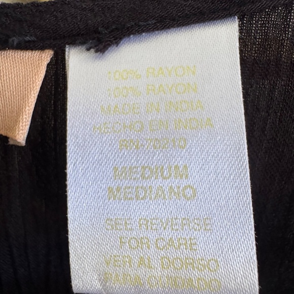 La Cera Black Sleeveless Rayon Dress Medium Floral Embroidered Boho India - Picture 6 of 8